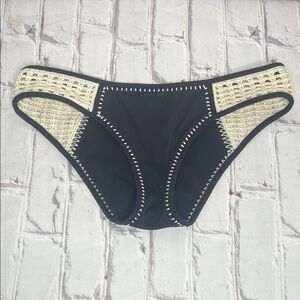 Victorias Secret Black and Cream Bikini Bottom